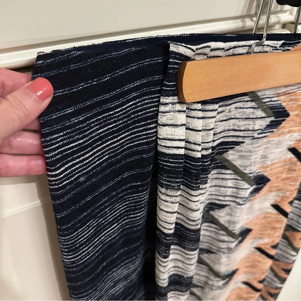 Anthropologie Maeve Plata‎ Chevron Women’s Stretch Midi Skirt Faux Wrap Large